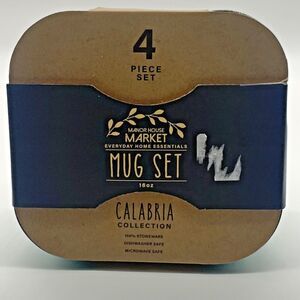 Manor House Market Mugs Set of Four 16 ounce Mugs Sea Foam Color Minimalist